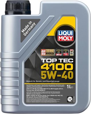 LIQUI MOLY Top Tec 4100 5W-40, 1 Liter Synthesetechnologie Motoröl Nr.: 3700