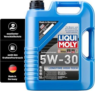 LIQUI MOLY Longtime High Tech 5W-30 | 5 Liter Synthesetechnologie Motoröl, 1137