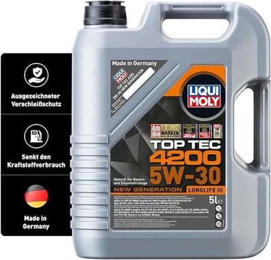 LIQUI MOLY Top Tec 4200 5W-30 New Generation | 5 L | Synthesetechnologie Motoröl