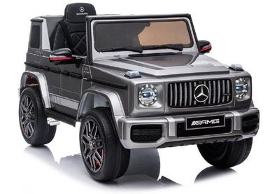 Elektro Kinderauto Mercedes G63 AMG Silber LED+Audio+FB