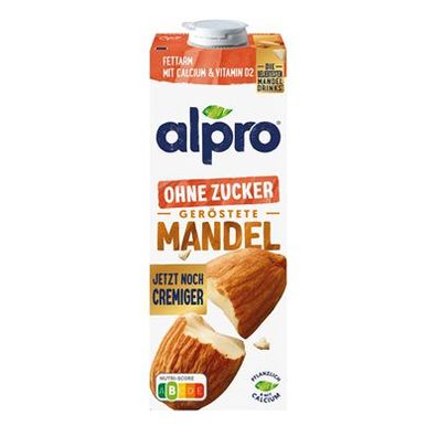 alpro Geröstete Mandel ungesüßt, vegan, 1,1 % Fett - 1 l Packung