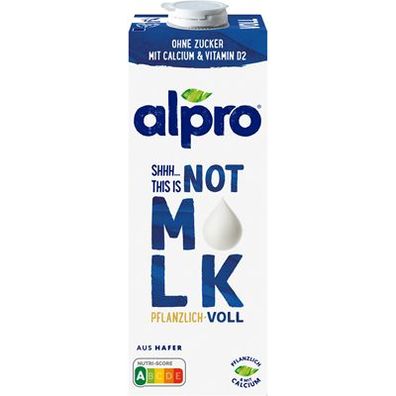 10x alpro Haferdrink Voll, 3,5 % Fett, vegan, gekühlt - 1 l Faltschachtel