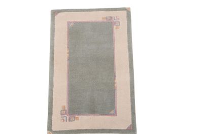 Teppich Original Nepal Tibet Brücke Handgeknüpft 100% Wolle 60x90 cm Rug grün