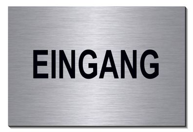 Eingang-Ausgang-Alu-Edelstahl-Optik-Schild-15 x 10 cm-Warnschild-Hinweisschild