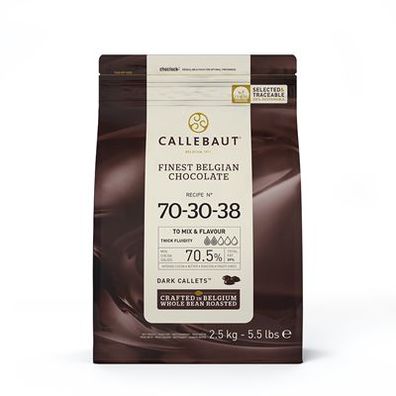 Callebaut Finest Belgian Chocolate Kuvertüre Edelbitterschokolade 70,4 % Kakao 2,5 kg