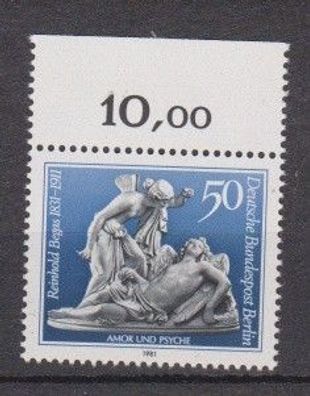 Berlin 1981 postfrisch Oberrand 10,00 MiNr. 647 150. Geburtstag von Reinhold Begas