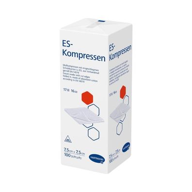 Hartmann ES-Kompressen 17-fädig, 16-fach, unsteril 7,5 x 7,5 cm | Packung (100 Stück)