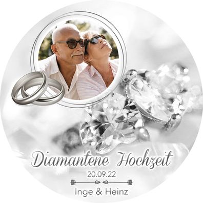 Tortenbild Diamantene Hochzeit Rund