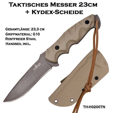 Taktisches Busch Messer H0200TN Jagdmesser Gürtelmesser Outdoor Kydex Scheide