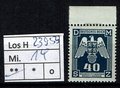 Los H23955: Böhmen & Mähren Dienst Mi. 14 * * OR