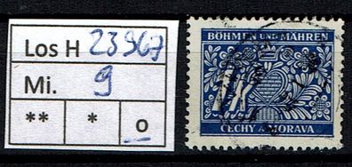 Los H23967: Böhmen & Mähren Porto Mi. 9, gest