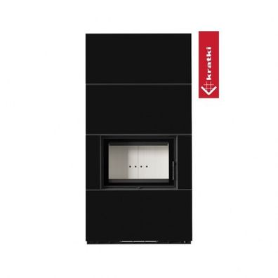 Kratki Kaminbausatz FLOKI BOX 8kW Ø160 Quarzsinter NERO Assoluto mit Türfeder