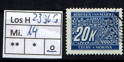 Los H23969: Böhmen & Mähren Porto Mi. 14, gest