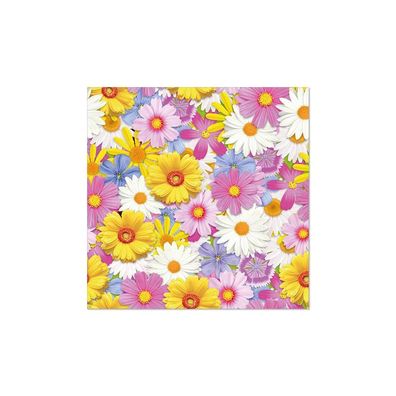 Papstar 20 Servietten, 3-lagig 1/4-Falz 33 cm x 33 cm "Daisies Mix" | Folie (20 Stück