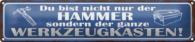 Blechschild Spruch 46x10cm du bist nicht nur der Hammer sondern Werkzeugkasten