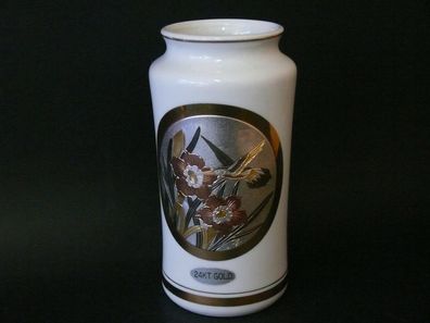 Japanische Porzellan Vase mit 24 Carat Gold und Silber Plattet Handarbeit Graviert