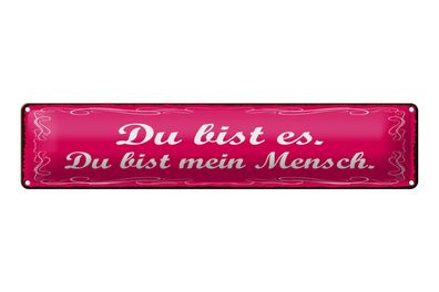 Blechschild Spruch 46x10cm Du bist es du bist mein Mensch Dekoration