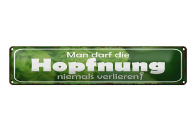 Blechschild Spruch 46x10cm Darf Hopfnung niemals verlieren Dekoration
