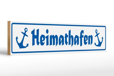 Holzschild Straßenschild 46x10cm Heimathafen Anker Dekoration