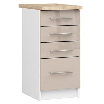 Küchenschrank AKORD OLIWIA modular S40 Weiß 40 cm Front Cappuccino Glanz 40x85x46 cm