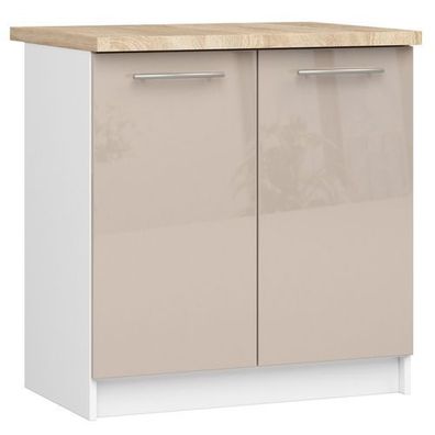 Küchenschrank AKORD OLIWIA modular S80 Weiß 80 cm Front Cappuccino Glanz 80x85x46 cm