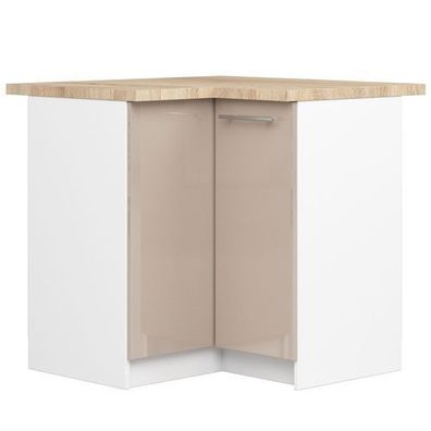 Küchenschrank AKORD OLIWIA modular S90 Weiß 90 cm Front Cappuccino Glanz 90x85x46 cm