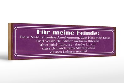 Holzschild Spruch 46x10cm für meine Feinde dein Neid ist Dekoration