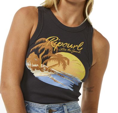 RIP CURL Women Top Sunset Ribbed washed black - Größe: L