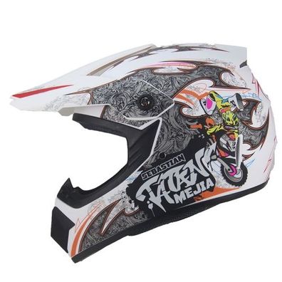 Crosshelm Helm Kinderhelm Motorradhelm Motocross Mejia Motorrad Quad weiß matt