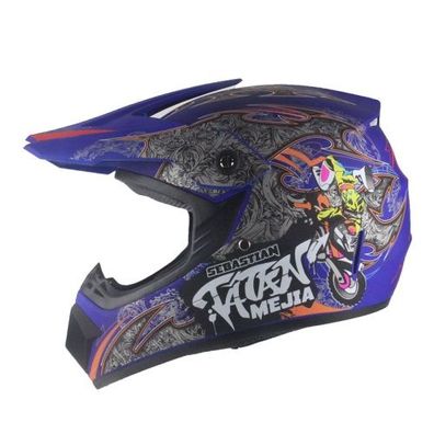 Crosshelm Helm Kinderhelm Motorradhelm Motocross Mejia Motorrad Quad blau matt