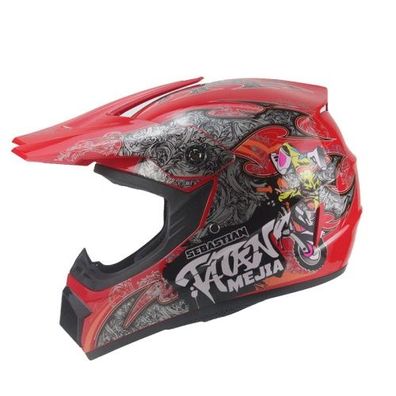 Crosshelm Helm Kinderhelm Motorradhelm Motocross Mejia Motorrad Quad rot