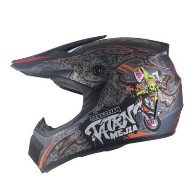 Crosshelm Helm Kinderhelm Motorradhelm Motocross Mejia Motorrad Quad grau matt