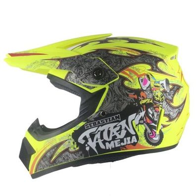 Crosshelm Helm Kinderhelm Motorradhelm Motocross Mejia Motorrad Quad gelb matt