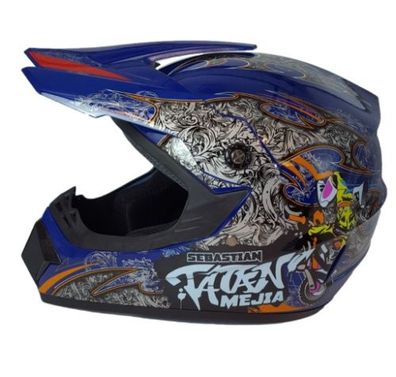 Crosshelm Helm Kinderhelm Motorradhelm Motocross Mejia Motorrad Quad blau