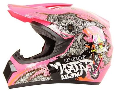 Crosshelm Helm Kinderhelm Motorradhelm Motocross Mejia Motorrad Quad pink