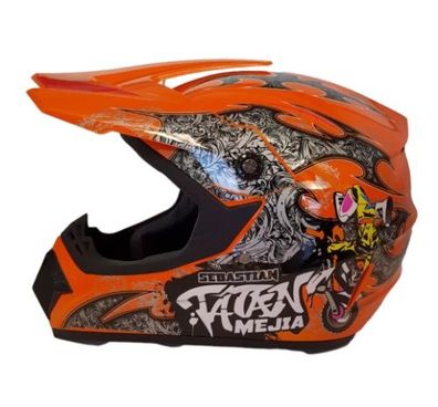 Crosshelm Helm Kinderhelm Motorradhelm Motocross Mejia Motorrad Quad orange