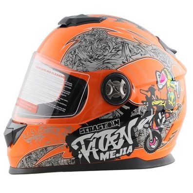 Integralhelm Helm Kinderhelm Motorradhelm Motorrad Jethelm Crosshelm orange