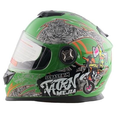 Integralhelm Helm Kinderhelm Motorradhelm Motorrad Jethelm Crosshelm grün