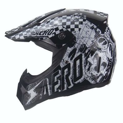 Crosshelm Helm Kinderhelm Motorradhelm Motocross Skeleton schwarz weiß Motorrad