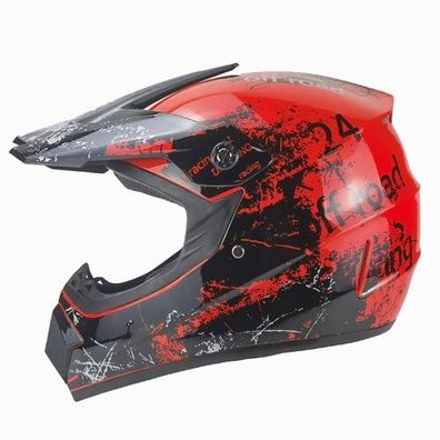 Crosshelm Helm Kinderhelm Motorradhelm Motocross Racing rot Motorrad Quad