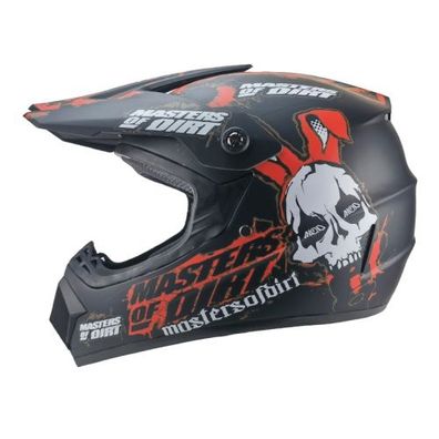 Crosshelm Helm Kinderhelm Motorradhelm Motocross Masters of Dirt schwarz rot Motorrad