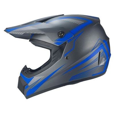 Crosshelm Helm Kinderhelm Motorradhelm Motocross Shadow of Blue grau blau Motorrad