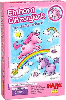 Haba 300123 - Einhorn Glitzergléck Der Wolkenschatz, zauberhaftes Wérfelspiel