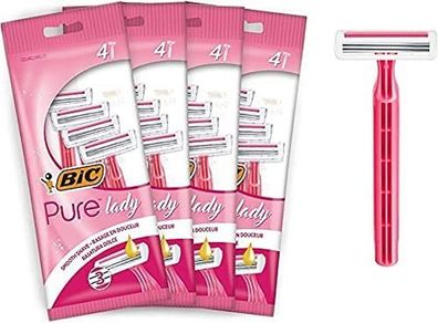 BIC Pure Lady Rasierer Damen, 16 Einwegrasierer, mit Vitamin E & Shea Butter