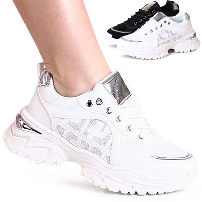topschuhe24 2679 Damen Plateau Sneaker Print Turnschuhe