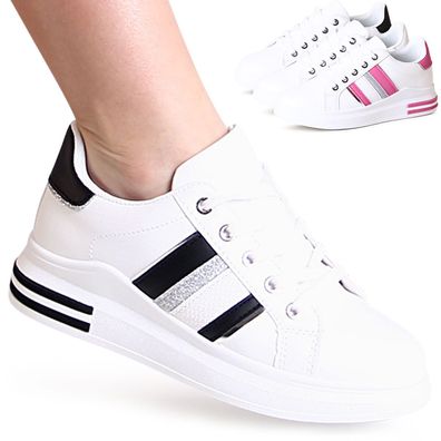 topschuhe24 2699 Damen Sneaker Plateau Turnschuhe
