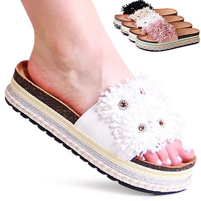 topschuhe24 2470 Damen Plateau Pantoletten Sandalen