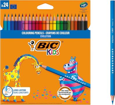 BIC Kids Buntstifte ECOlutions Evolution, zum Malen in 24 Farben, im Karton