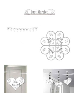 Dekoration Just Married Hochzeit Feier Deko Party verheiratet Liebe