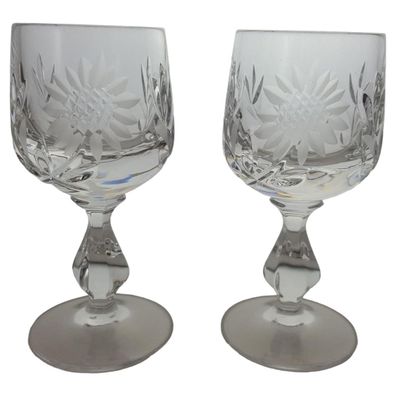 2er Set Kristall Schnapsglas Schnapsgläser Blumenmuster H 10,5 cm